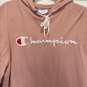 Men's Champion Embroidered Script Hoodie in Dusty Rose